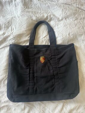 Aime Leon Dore Black x Porsche Canvas Tote with Crest Patch